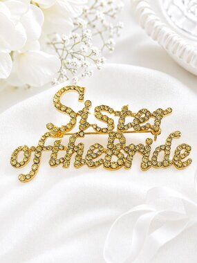 Bridal Party Brooch Pins (Sister of the Bride (Gold))